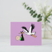 Neugeborenes Baby & Stork Postkarte (Stehend Vorderseite)