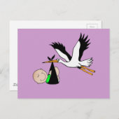 Neugeborenes Baby & Stork Postkarte (Vorne/Hinten)