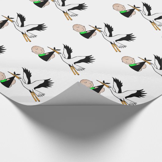 Neugeborenes Baby u. Storch Geschenkpapier (Ecke)