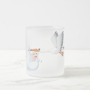 Neugeborenes Baby und Kranich Mattglastasse
