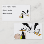 Neugeborenes Baby und Storch Visitenkarte (Vorne/Hinten)