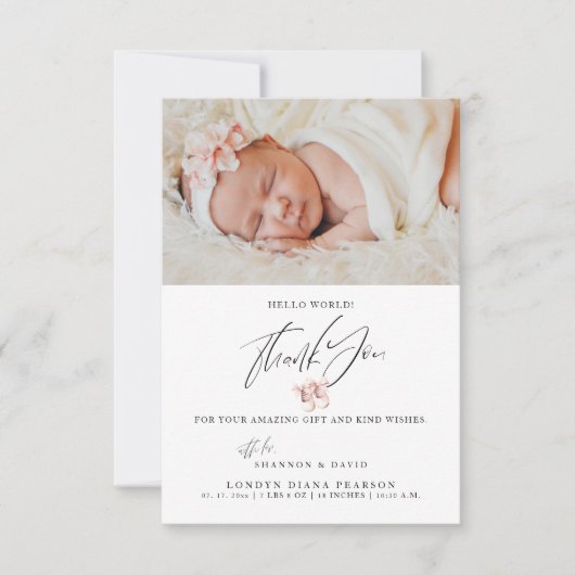 Neugeborenes Baby Vielen Dank Foto Geburtsankündig Dankeskarte (Vorderseite)