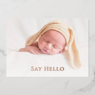 Neugeborenes Custom Foto Niedlich Simple Hello Bab Folieneinladung