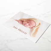 Neugeborenes Custom Foto Niedlich Simple Hello Bab Folieneinladung (Gedreht)