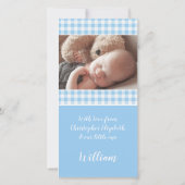 Neugeborenes dank Foto Dankeskarte (Rückseite)