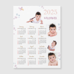 Neugeborenes erstes Jahr Foto 2025 Kalender  Magnetkarte