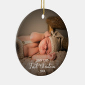 Neugeborenes First Christmas Custom Foto Keramik Ornament (Rechts)