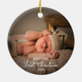 Neugeborenes First Christmas Custom Foto Keramik Ornament (Hinten)