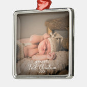 Neugeborenes First Christmas Custom Foto Ornament Aus Metall (Links)