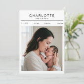 Neugeborenes Foto Baby Status Geburtsankündigungsk Ankündigung (Stehend Vorderseite)