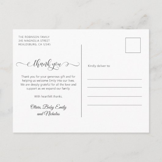 Neugeborenes Foto Collage Modernes Skript Vielen D Postkarte (Rückseite)