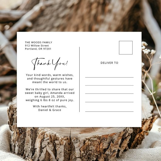 Neugeborenes Foto Dankeschön Postkarte