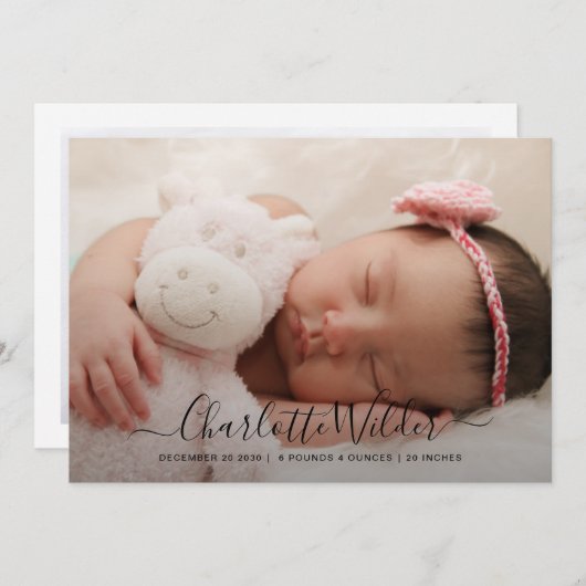 Neugeborenes Foto Geburtsankündigung Flat Card (Vorne/Hinten)