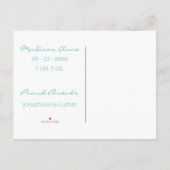 Neugeborenes Foto Grünes Geschlecht Neutrale Niedl Ankündigungspostkarte (Rückseite)