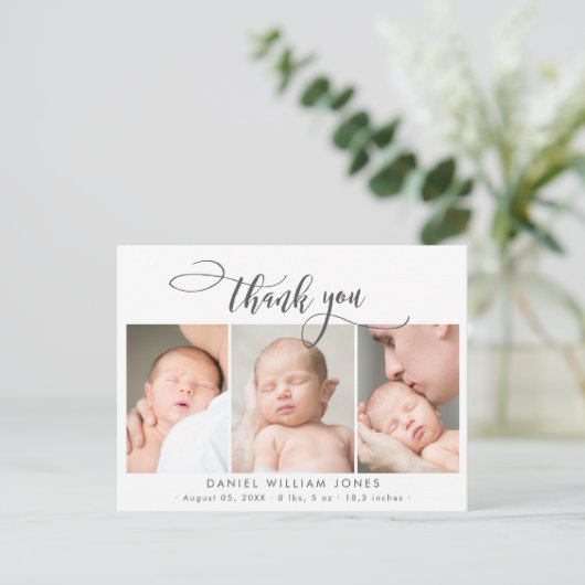 Neugeborenes Foto Moderne Skriptkollektion Vielen Postkarte (Stehend Vorderseite)