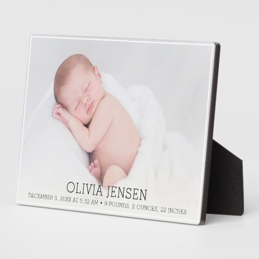 Neugeborenes Foto Name Skriptgeburtsdaten Fotoplatte (Seite)