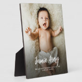 Neugeborenes Foto Name Skriptgeburtsdaten Fotoplatte (Seite)