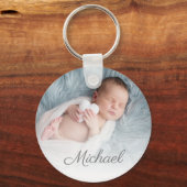neugeborenes Foto personalisiert Schlüsselanhänger (Vorderseite)