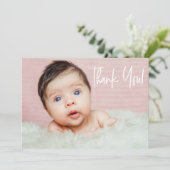 Neugeborenes Girl Foto modern danke Ankündigung (Stehend Vorderseite)