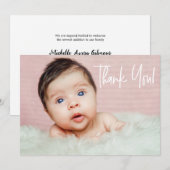 Neugeborenes Girl Foto modern danke Ankündigung (Vorne/Hinten)