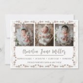 Neugeborenes Mädchen Geburtsstat 4 Foto Ankündigung (Rückseite)