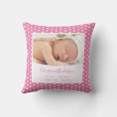 Neugeborenes-Mädchen mit Geburtsstadien und Foto Kissen (Rückseite)