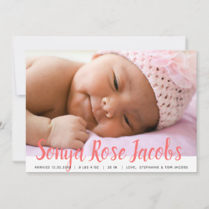 Neugeborenes Mädchen Name Pink Script Overlay Gebu Ankündigung