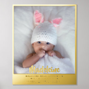 Neugeborenes neues Baby Name Foto Birth Stat Gold  Foliendrucke