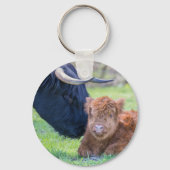 Neugeborenes Schwanenkalb mit Mutterkuh Schlüsselanhänger (Vorderseite)