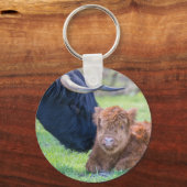 Neugeborenes Schwanenkalb mit Mutterkuh Schlüsselanhänger (Vorderseite)