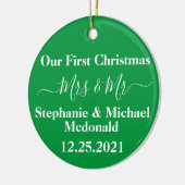 Neugebrauch Erste Weihnachten, Mrs. & Mr. Personal Keramik Ornament (Links)