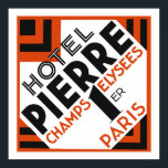 Neugestaltung des Art Deco Paris Poster<br><div class="desc">Unser Remake in höchster Bildqualität eines Art-Déco-Hotellabels von ca. 1930 für ein Hotel in der berühmtesten Pariser Straße. Hinweis: Sie können sogar,  wenn Sie an der Wand hängen,  das Poster nach rechts kippen,  um die Diamantform des Originaletiketts anzuzeigen.</div>