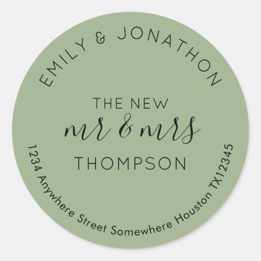 Neugeteilte geben Name Adresse Grün zurück Runder Aufkleber (Vorderseite)