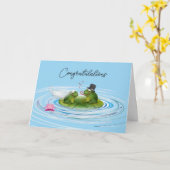 Neugezogene Frösche auf Lily Pad Karte (Gelbe Blume)