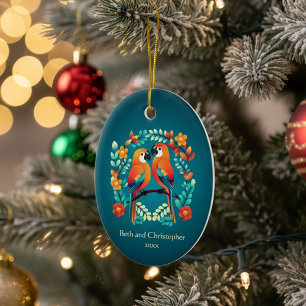 Neugezogene Lovebird-Parrots Keramik Ornament