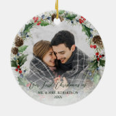 Neugezogener Erster Weihnachtskranz im Foto Keramik Ornament (Hinten)