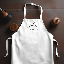 Neugezogener Groom Personalisiert White Schürze