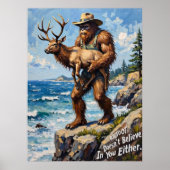 Neugier an der Küste: Bigfoot und der Elch Poster (Vorne)