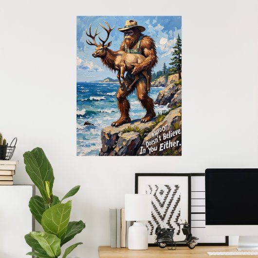 Neugier an der Küste: Bigfoot und der Elch Poster (Heimbüro)
