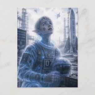 Neugier / Astronaut / Startplatz in der Wüste Postkarte