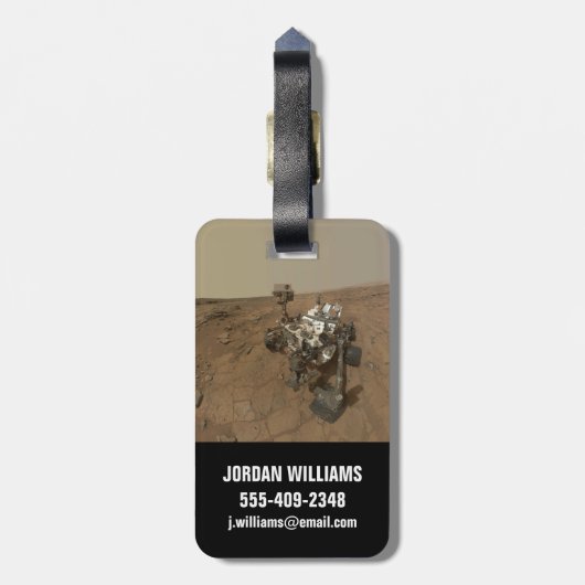 Neugier auf der Oberfläche der Mars. Gepäckanhänger (Rückseite vertikal)