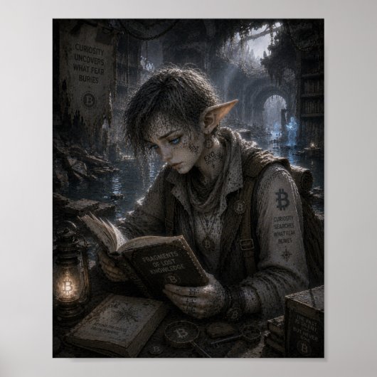 Neugier / Entdecker / Unterirdische Bibliothek Poster (Vorne)