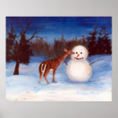 Neugier Hirsch und Snowman Poster (Vorne)