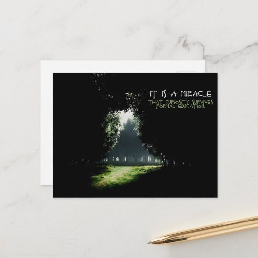 "Neugier" Inspiration Zitat Postkarte (Vorderseite/Rückseite Beispiel)