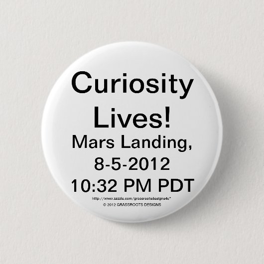 Neugier lebt Mars Landung 22:32 PM PDT 8-5-2012 Button (Vorderseite)