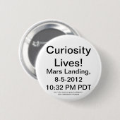 Neugier lebt Mars Landung 22:32 PM PDT 8-5-2012 Button (Vorne & Hinten)