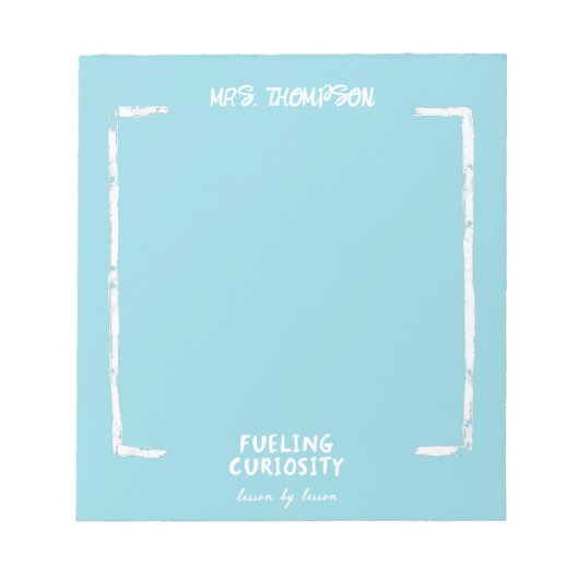 Neugier Personalisiert Teacher Geschenk Blau Notizblock (Vorderseite)