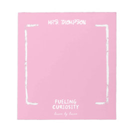 Neugier Personalisiert Teacher-Geschenk Rosa Notizblock