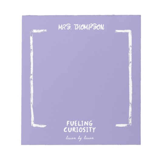 Neugier Personalisiert Teacher Lavender Notizblock (Vorderseite)