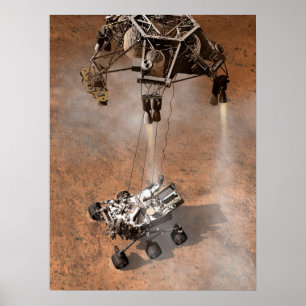 Neugier Rover Landing auf der Marsfläche. Poster